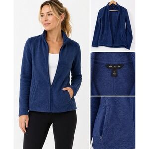 Athleta Stroll Fleece Jacket Womens XS Blue Full Zip Cozy Athleisure